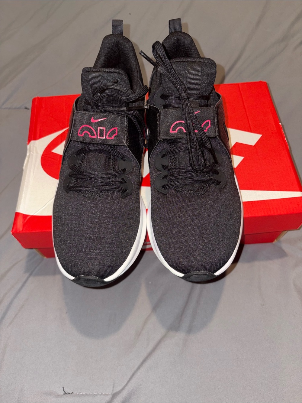 Nike Women's Black Sneakers with Pink Accents - Picture 2 of 5